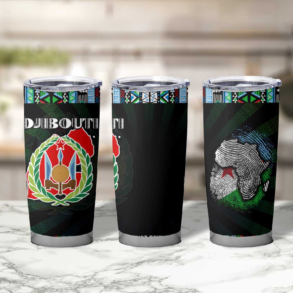 Djibouti Roots Tumbler Cup African Pride in Fingerprint and Tribal Colors DT02