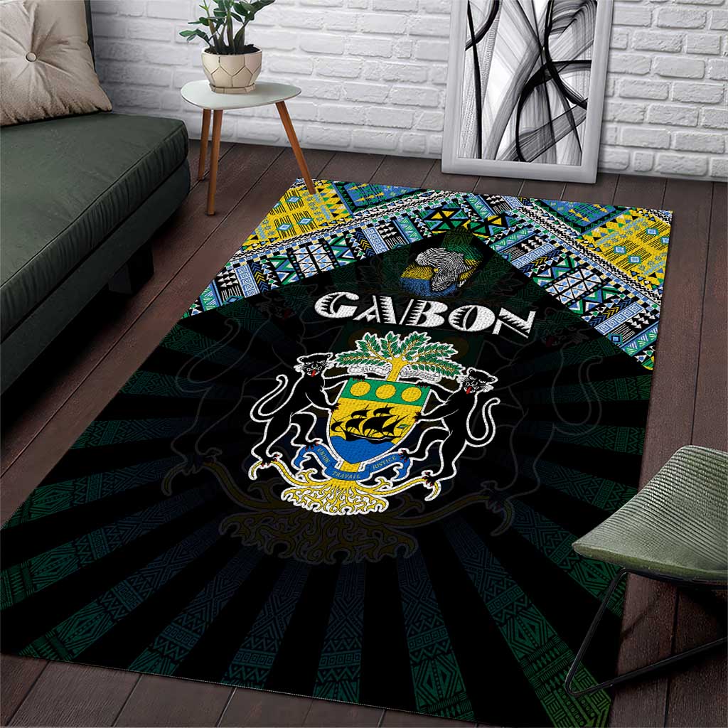 Gabon Roots Area Rug African Pride in Fingerprint and Tribal Colors DT02