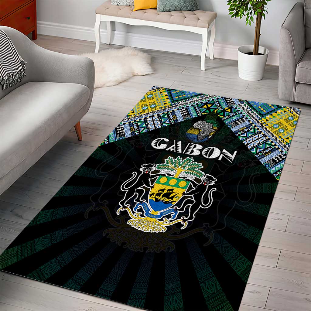 Gabon Roots Area Rug African Pride in Fingerprint and Tribal Colors DT02