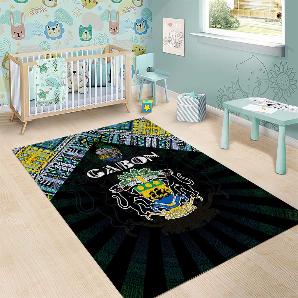 Gabon Roots Area Rug African Pride in Fingerprint and Tribal Colors DT02