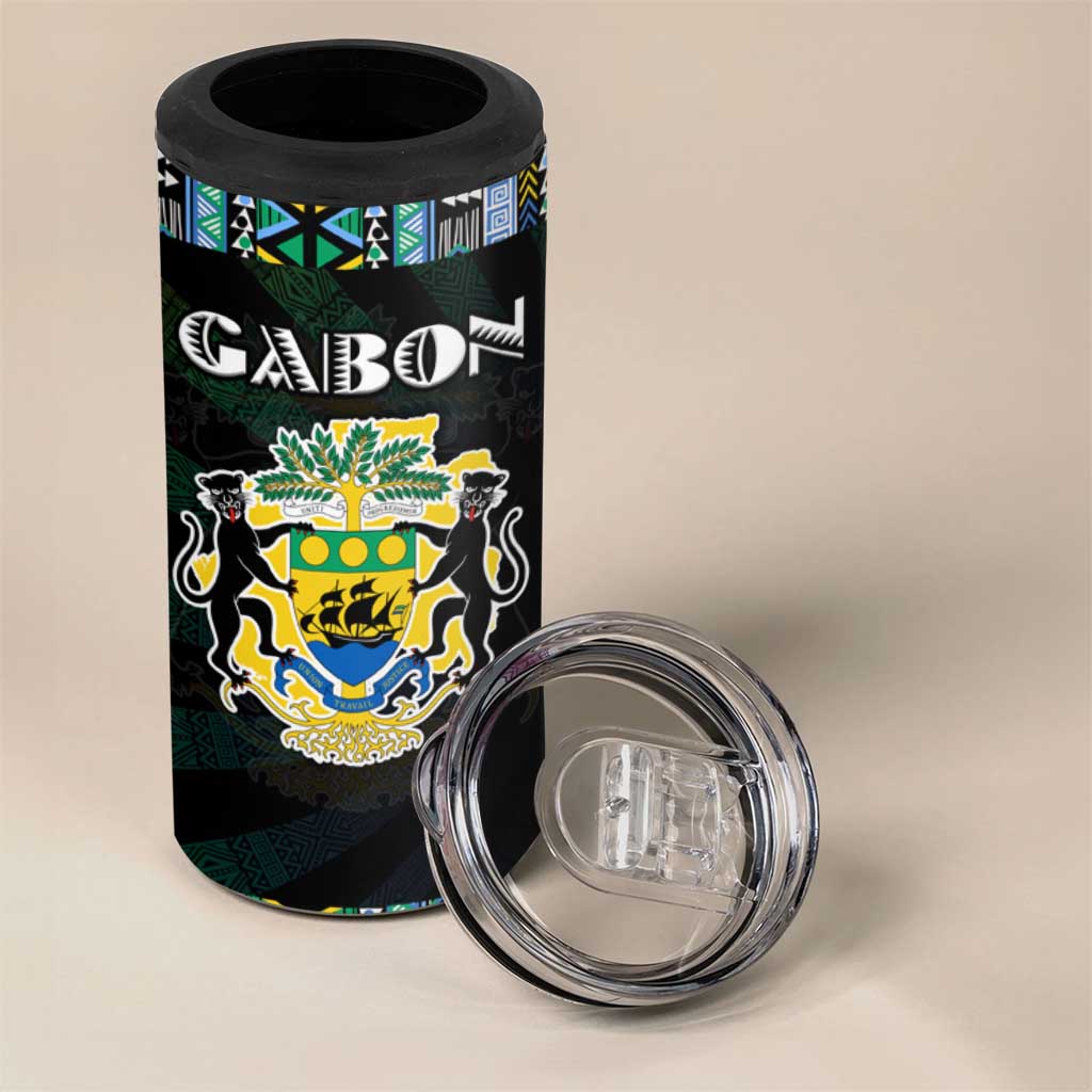Gabon Roots 4 in 1 Can Cooler Tumbler African Pride in Fingerprint and Tribal Colors DT02