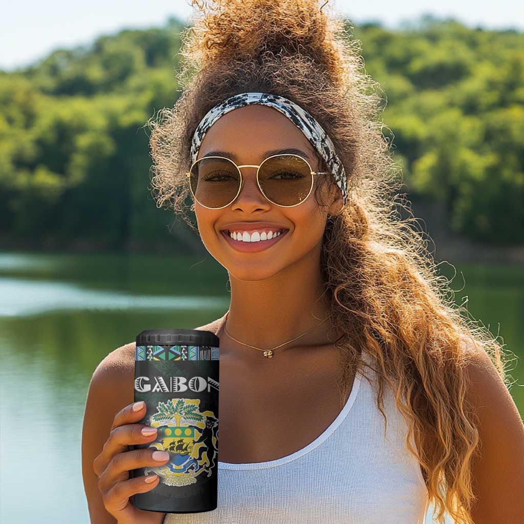 Gabon Roots 4 in 1 Can Cooler Tumbler African Pride in Fingerprint and Tribal Colors DT02