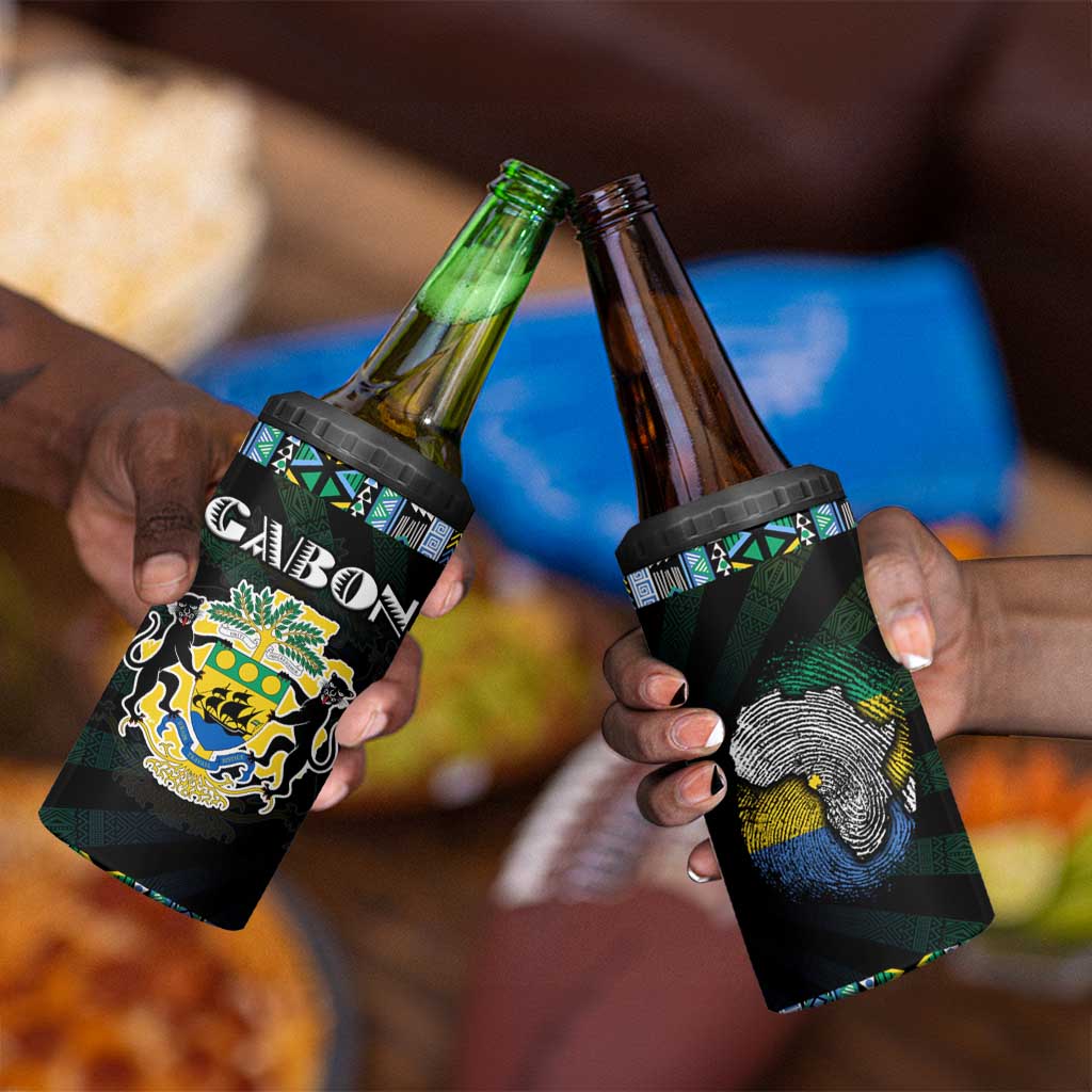 Gabon Roots 4 in 1 Can Cooler Tumbler African Pride in Fingerprint and Tribal Colors DT02