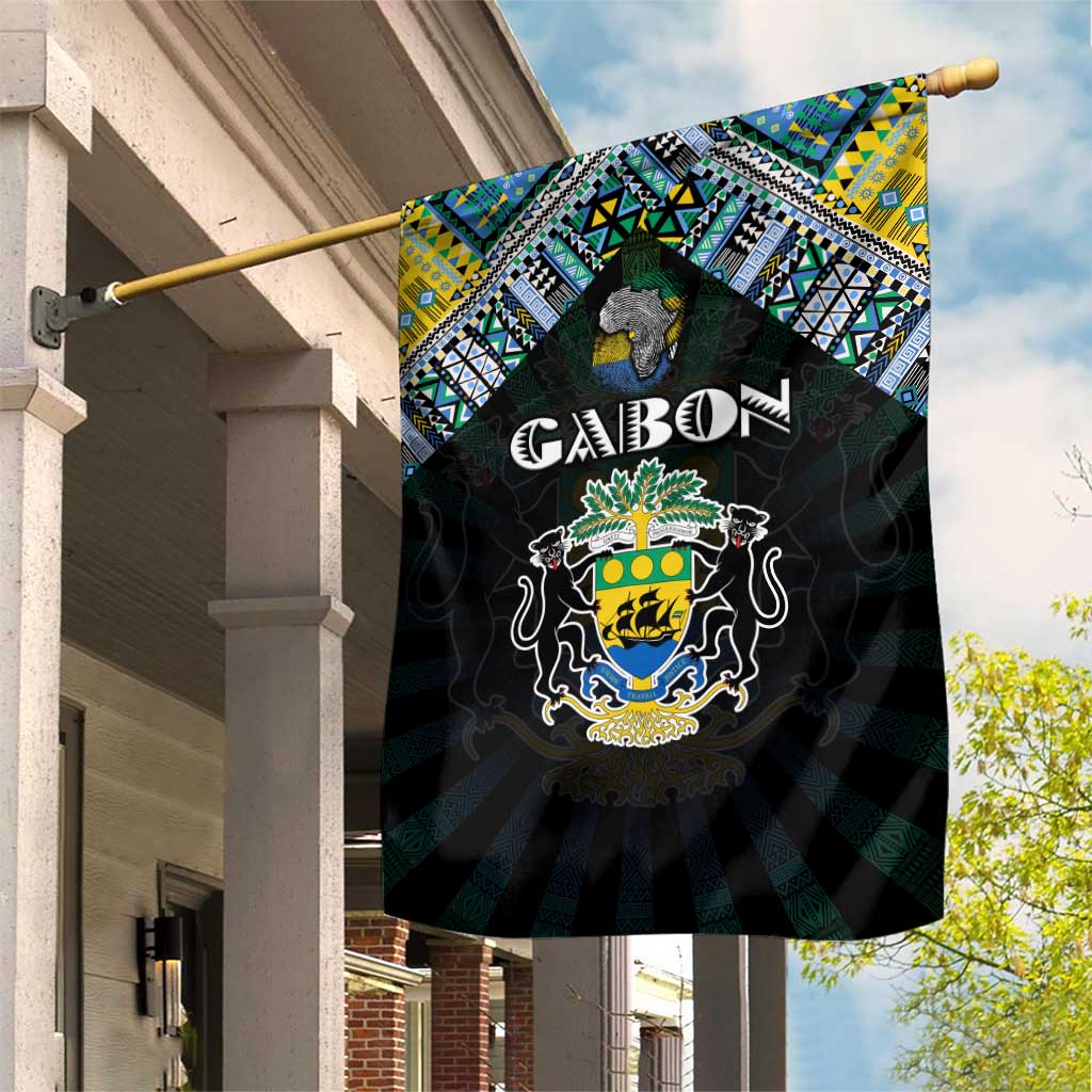 Gabon Roots Garden Flag African Pride in Fingerprint and Tribal Colors DT02