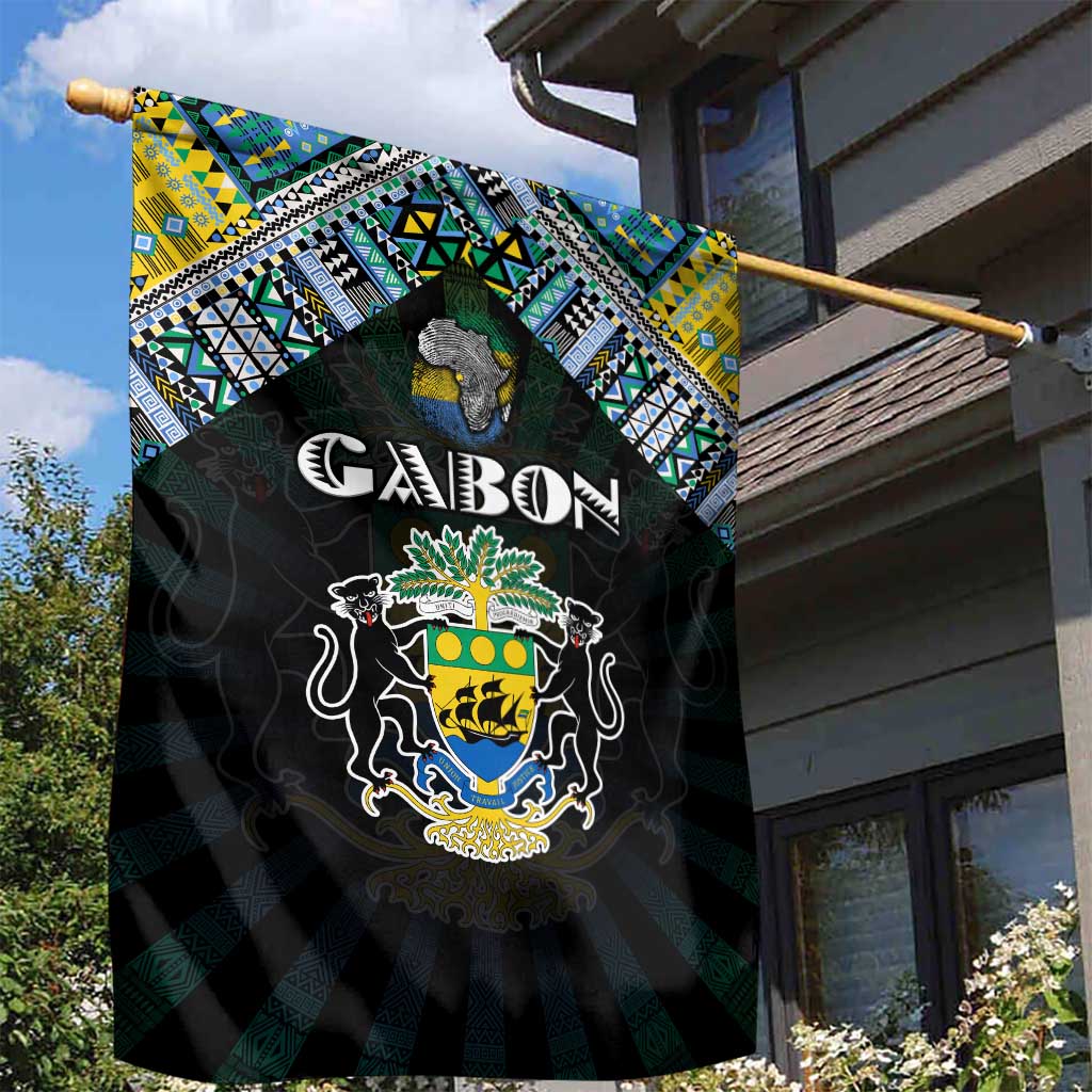 Gabon Roots Garden Flag African Pride in Fingerprint and Tribal Colors DT02