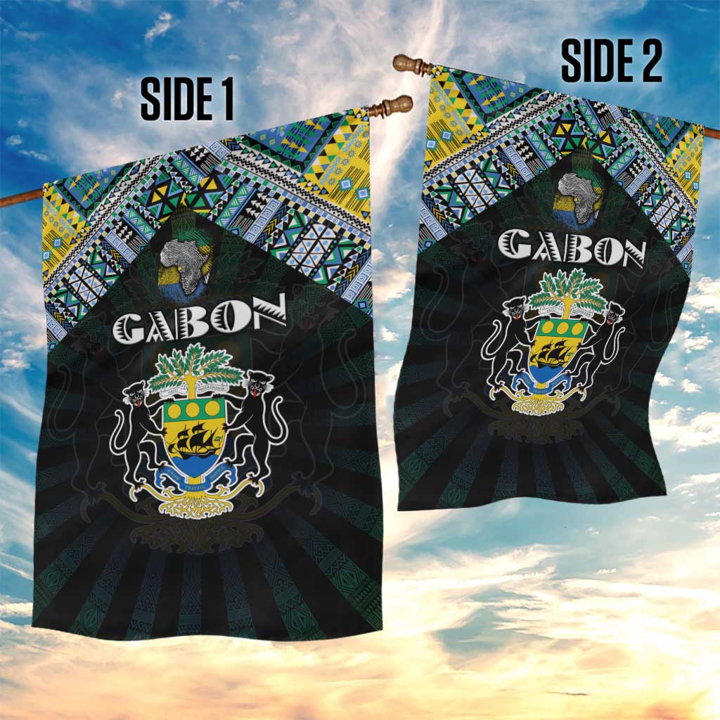 Gabon Roots Garden Flag African Pride in Fingerprint and Tribal Colors DT02