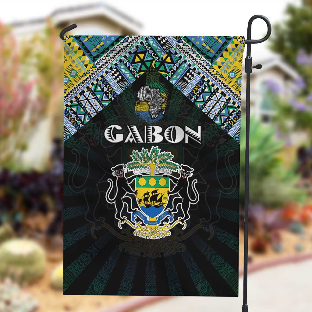 Gabon Roots Garden Flag African Pride in Fingerprint and Tribal Colors DT02