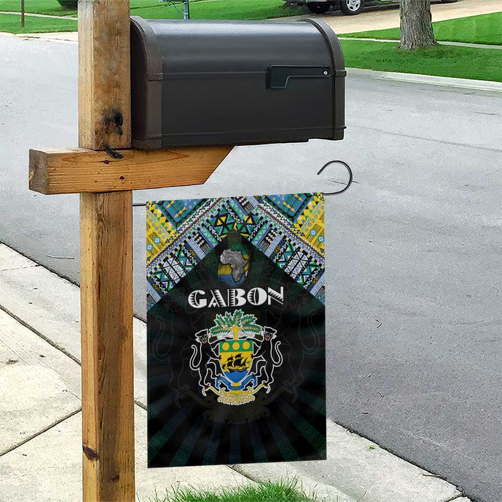 Gabon Roots Garden Flag African Pride in Fingerprint and Tribal Colors DT02