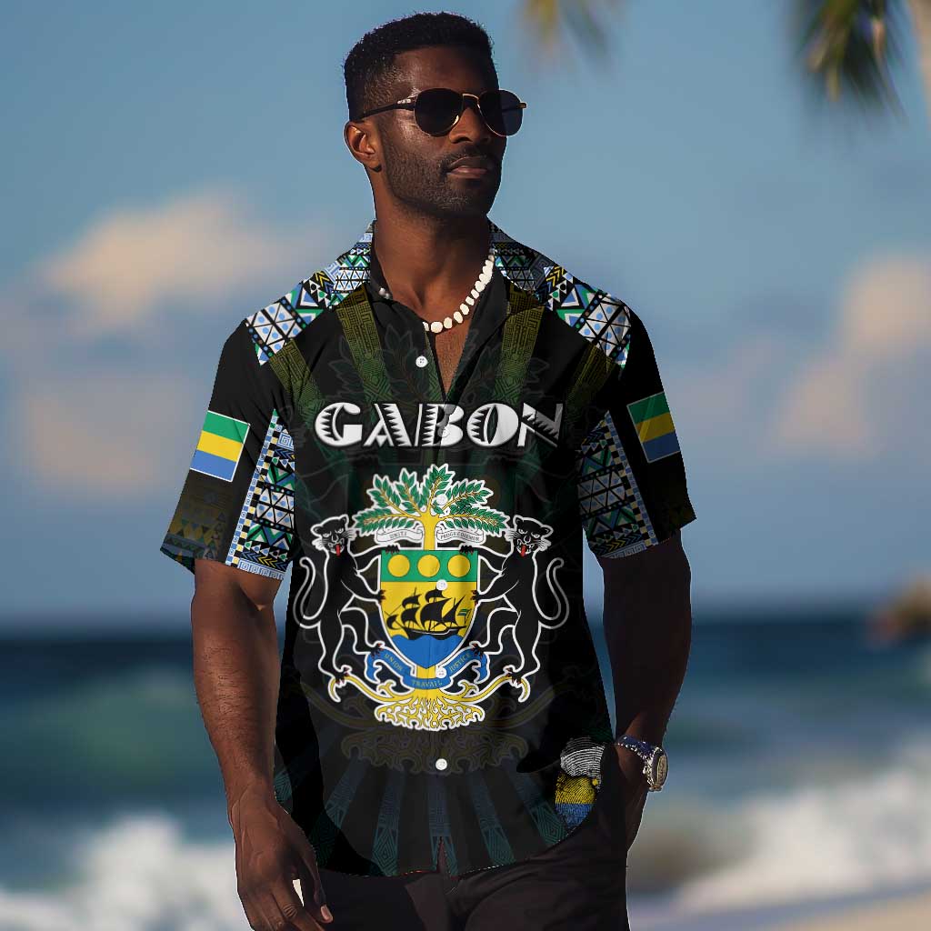 Personalized Gabon Roots Hawaiian Shirt African Pride in Fingerprint and Tribal Colors DT02