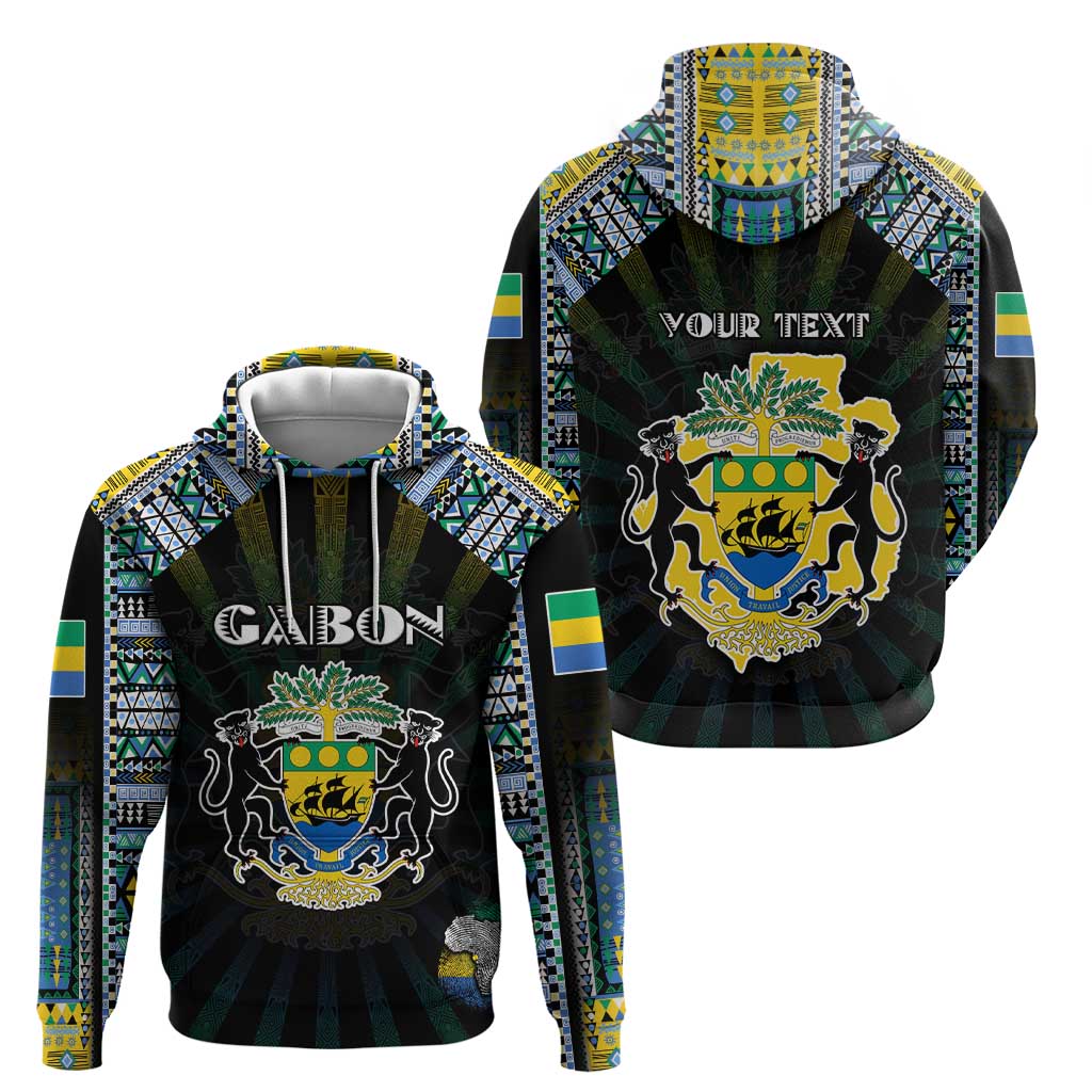 Personalized Gabon Roots Hoodie African Map in Fingerprint and Tribal Colors DT02
