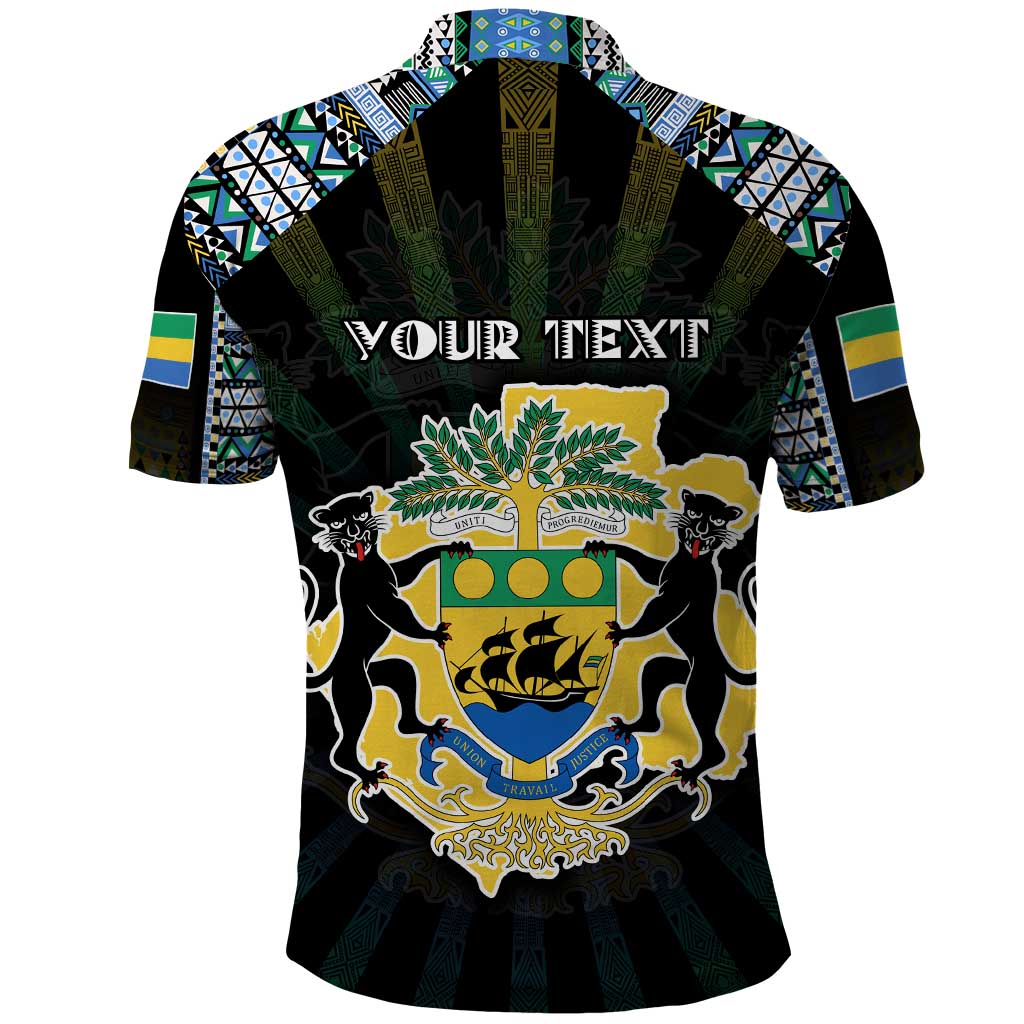 Personalized Gabon Roots Polo Shirt African Map in Fingerprint and Tribal Colors DT02