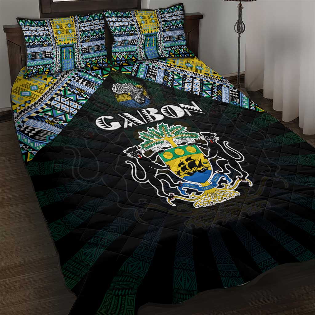 Gabon Roots Quilt Bed Set African Pride in Fingerprint and Tribal Colors DT02