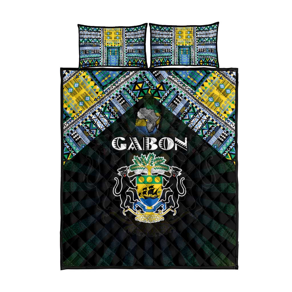 Gabon Roots Quilt Bed Set African Pride in Fingerprint and Tribal Colors DT02