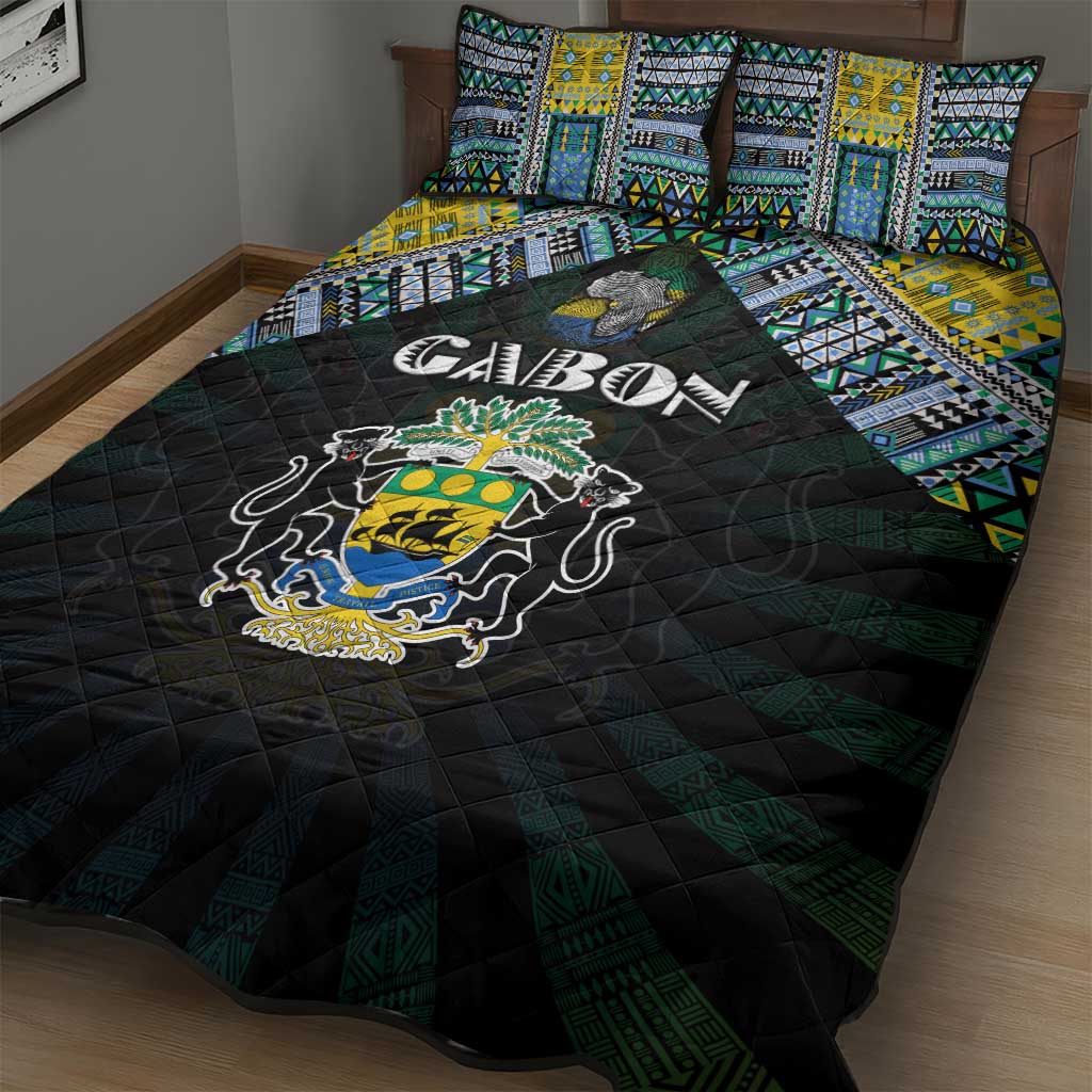 Gabon Roots Quilt Bed Set African Pride in Fingerprint and Tribal Colors DT02