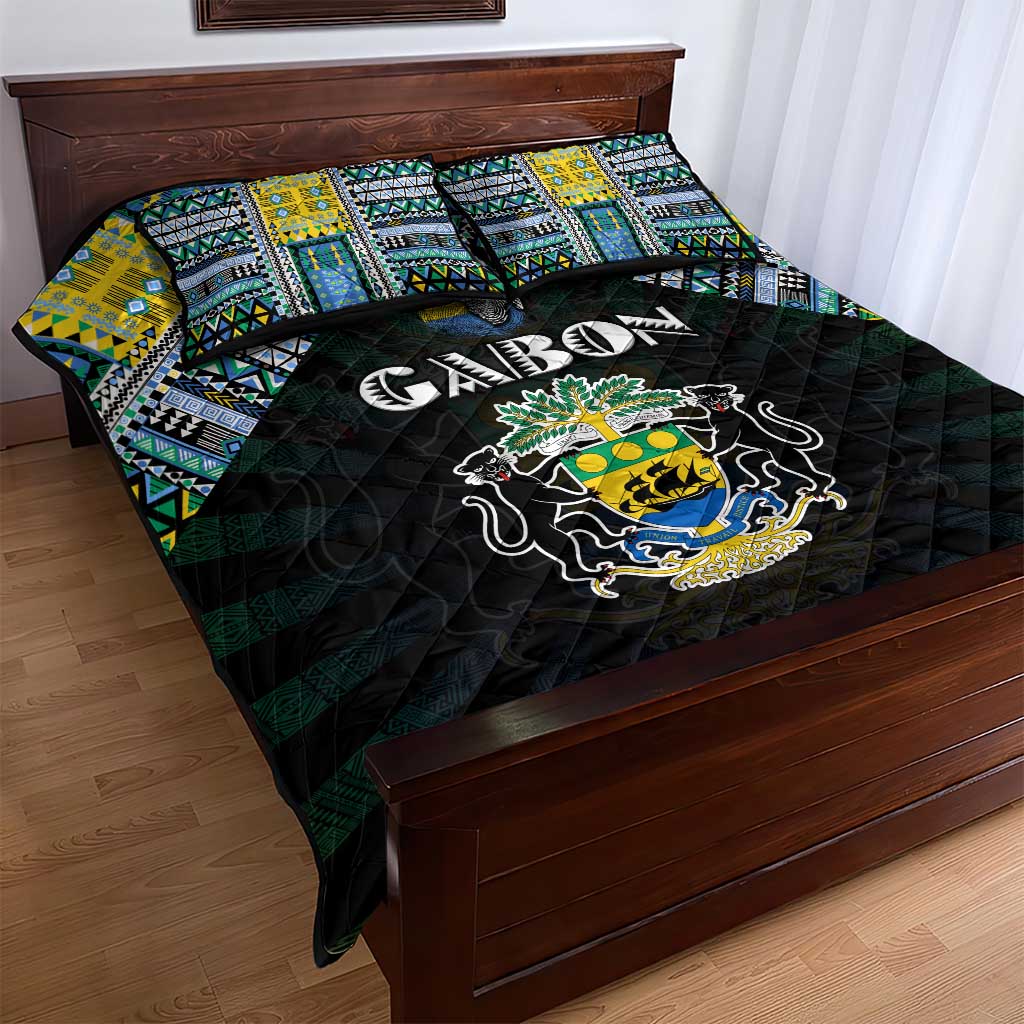 Gabon Roots Quilt Bed Set African Pride in Fingerprint and Tribal Colors DT02