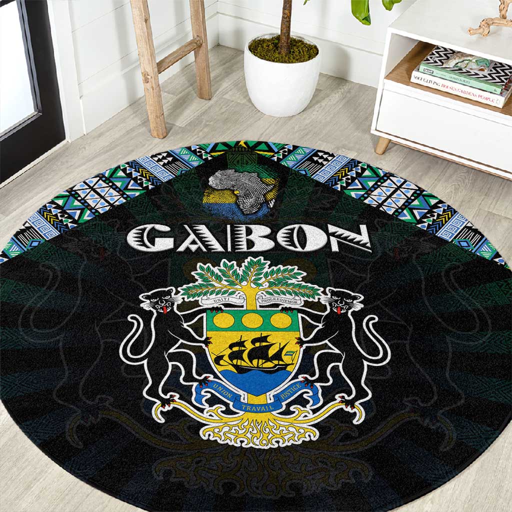 Gabon Roots Round Carpet African Pride in Fingerprint and Tribal Colors DT02