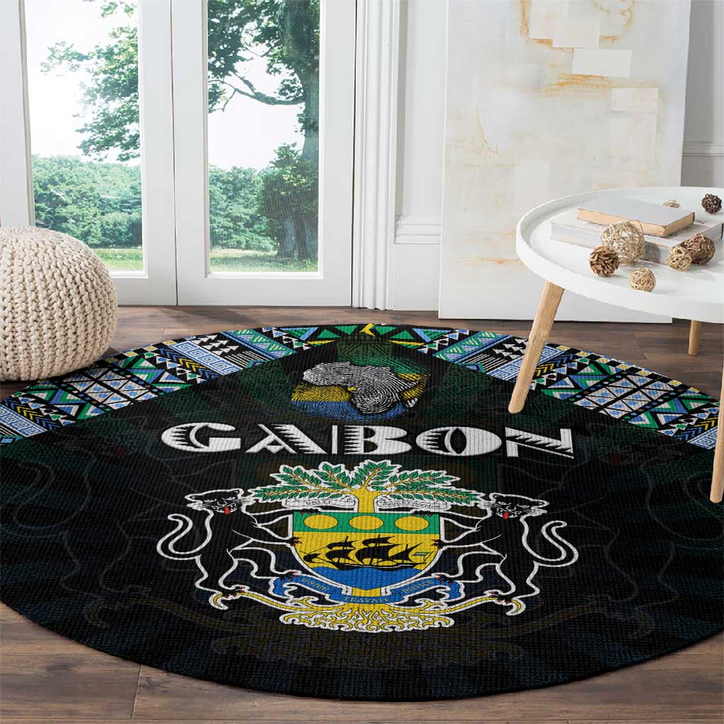 Gabon Roots Round Carpet African Pride in Fingerprint and Tribal Colors DT02