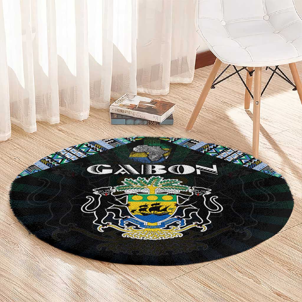 Gabon Roots Round Carpet African Pride in Fingerprint and Tribal Colors DT02