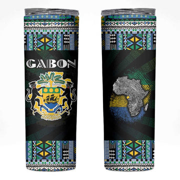 Gabon Roots Skinny Tumbler African Pride in Fingerprint and Tribal Colors DT02