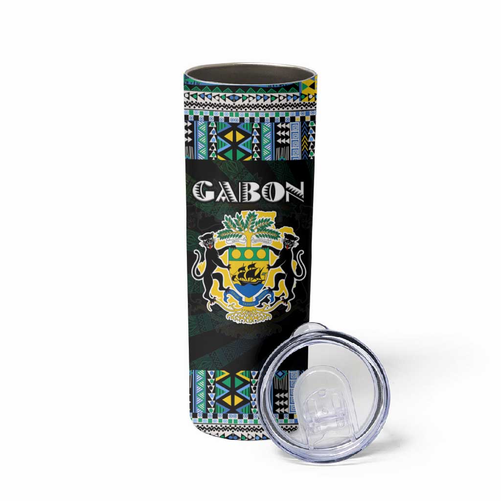 Gabon Roots Skinny Tumbler African Pride in Fingerprint and Tribal Colors DT02