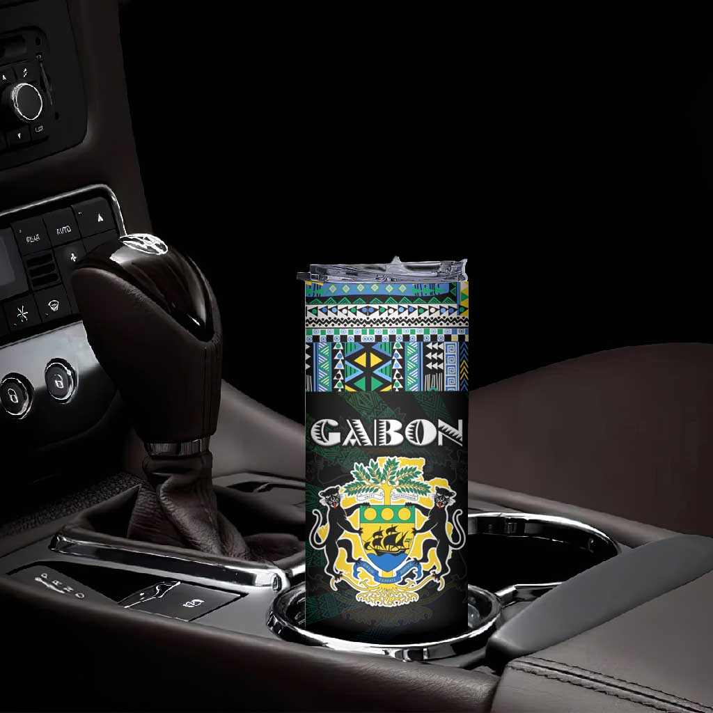 Gabon Roots Skinny Tumbler African Pride in Fingerprint and Tribal Colors DT02