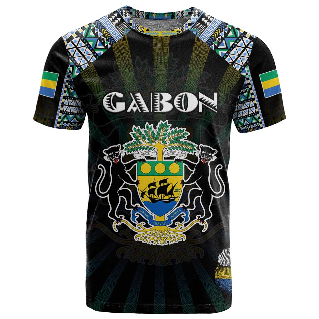 Personalized Gabon Roots T shirt African Pride in Fingerprint and Tribal Colors DT02
