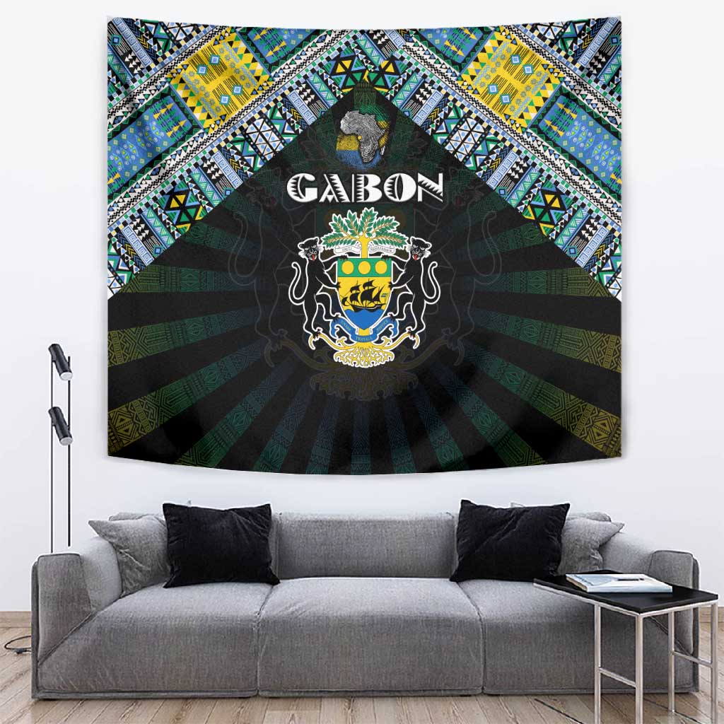 Gabon Roots Tapestry African Pride in Fingerprint and Tribal Colors DT02