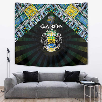 Gabon Roots Tapestry African Pride in Fingerprint and Tribal Colors DT02