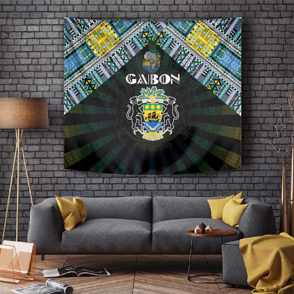 Gabon Roots Tapestry African Pride in Fingerprint and Tribal Colors DT02