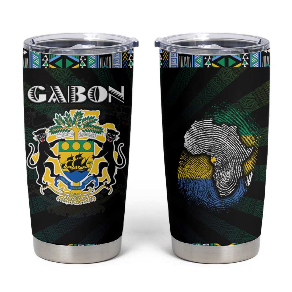 Gabon Roots Tumbler Cup African Pride in Fingerprint and Tribal Colors DT02