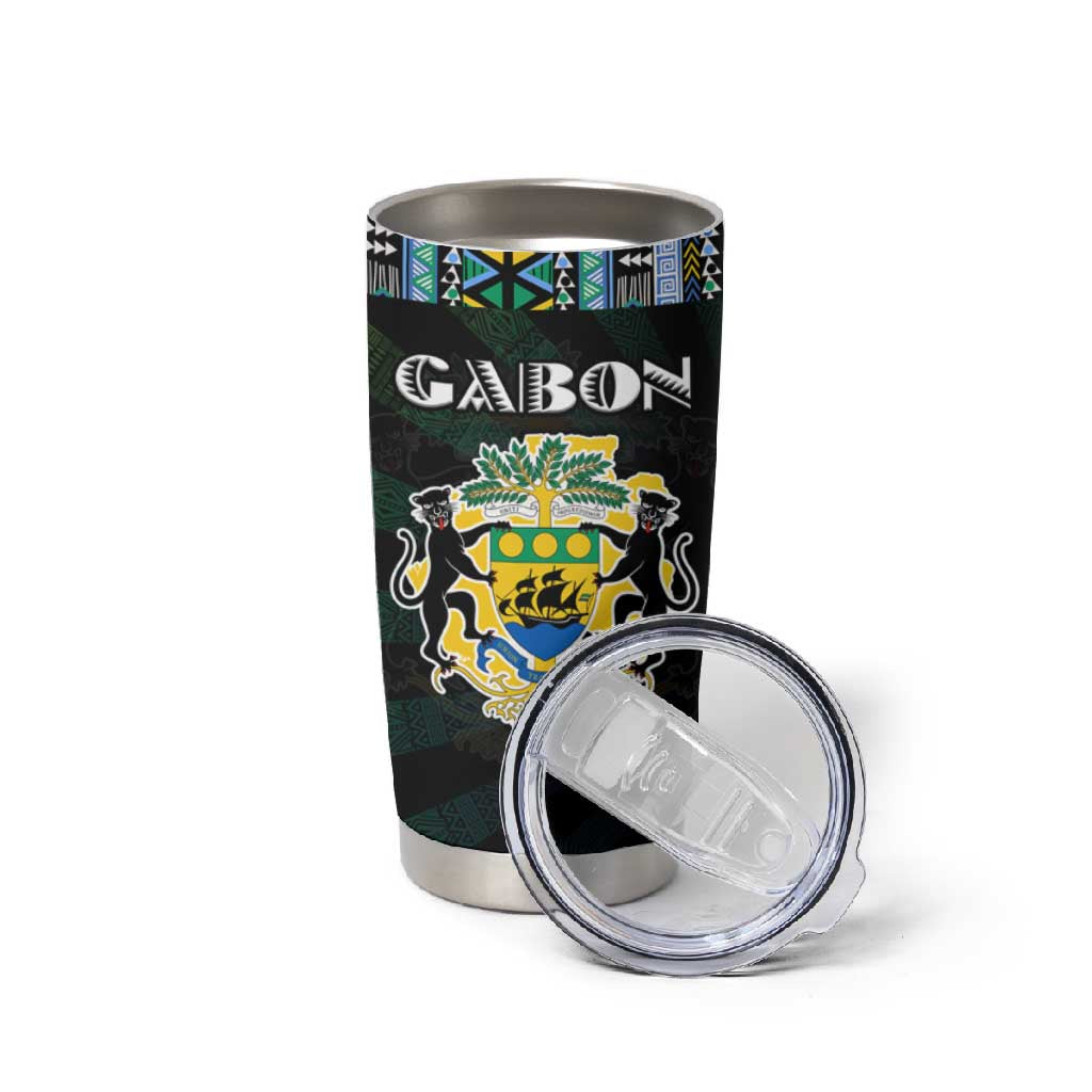 Gabon Roots Tumbler Cup African Pride in Fingerprint and Tribal Colors DT02