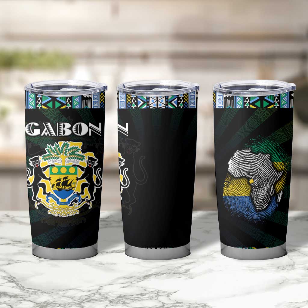 Gabon Roots Tumbler Cup African Pride in Fingerprint and Tribal Colors DT02