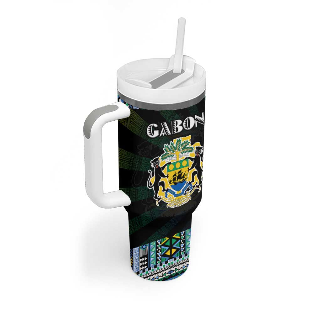 Gabon Roots Tumbler With Handle African Pride in Fingerprint and Tribal Colors DT02
