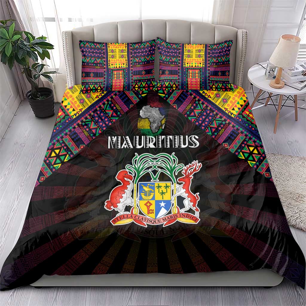 Mauritius Roots Bedding Set African Pride in Fingerprint and Tribal Colors DT02