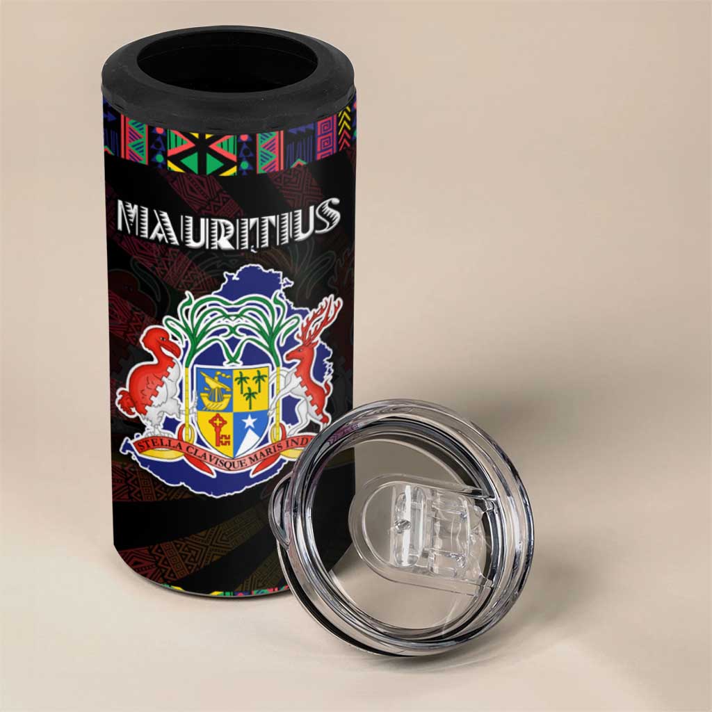Mauritius Roots 4 in 1 Can Cooler Tumbler African Pride in Fingerprint and Tribal Colors DT02