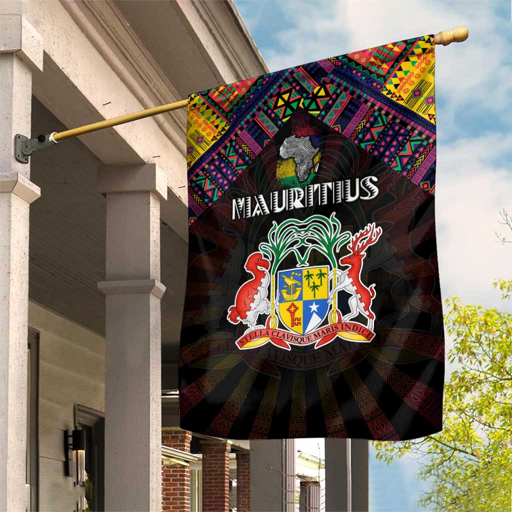Mauritius Roots Garden Flag African Pride in Fingerprint and Tribal Colors DT02