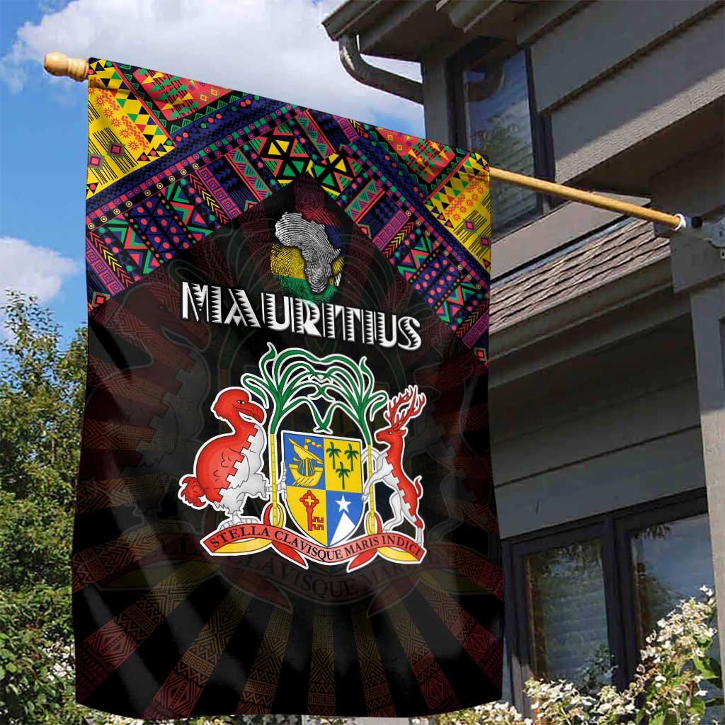 Mauritius Roots Garden Flag African Pride in Fingerprint and Tribal Colors DT02