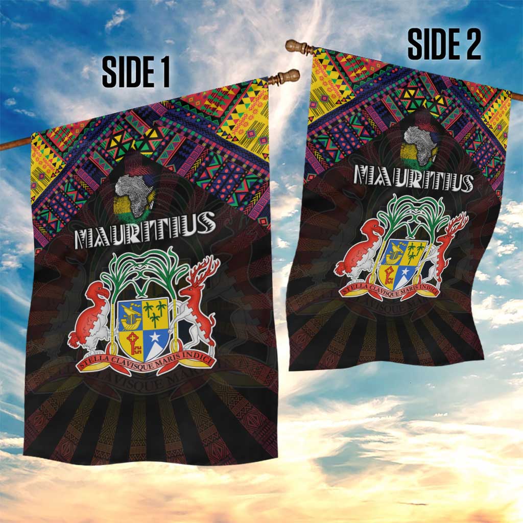 Mauritius Roots Garden Flag African Pride in Fingerprint and Tribal Colors DT02