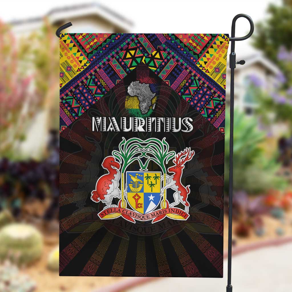 Mauritius Roots Garden Flag African Pride in Fingerprint and Tribal Colors DT02
