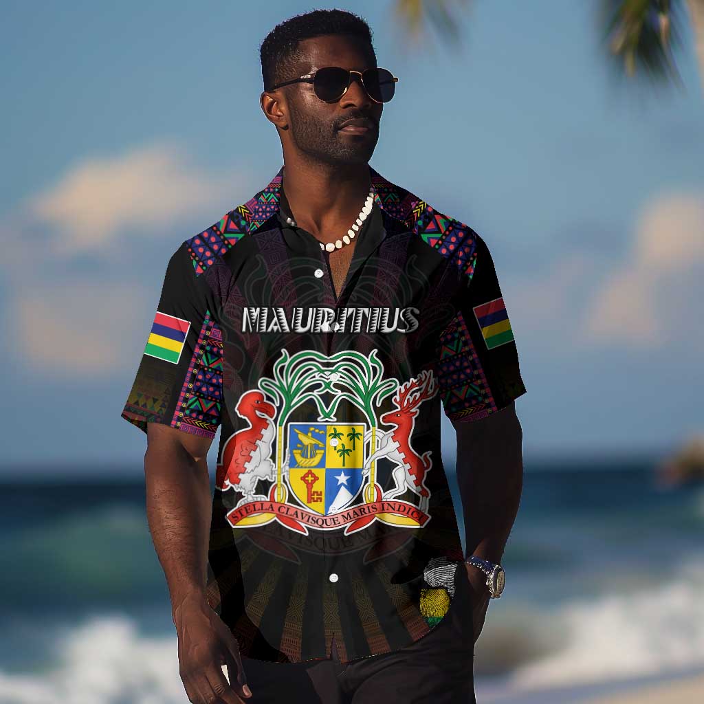 Personalized Mauritius Roots Hawaiian Shirt African Pride in Fingerprint and Tribal Colors DT02