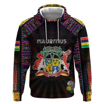 Personalized Mauritius Roots Hoodie African Map in Fingerprint and Tribal Colors DT02