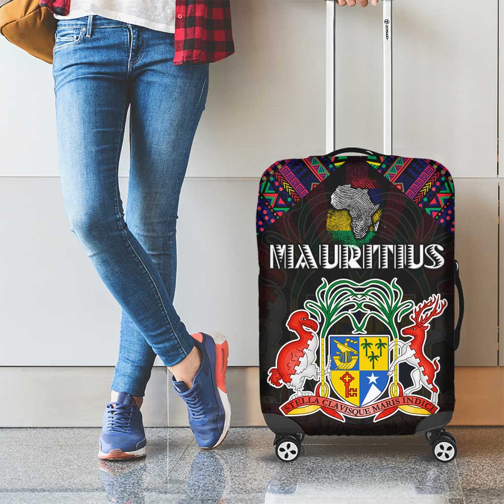 Mauritius Roots Luggage Cover African Map in Fingerprint and Tribal Colors DT02
