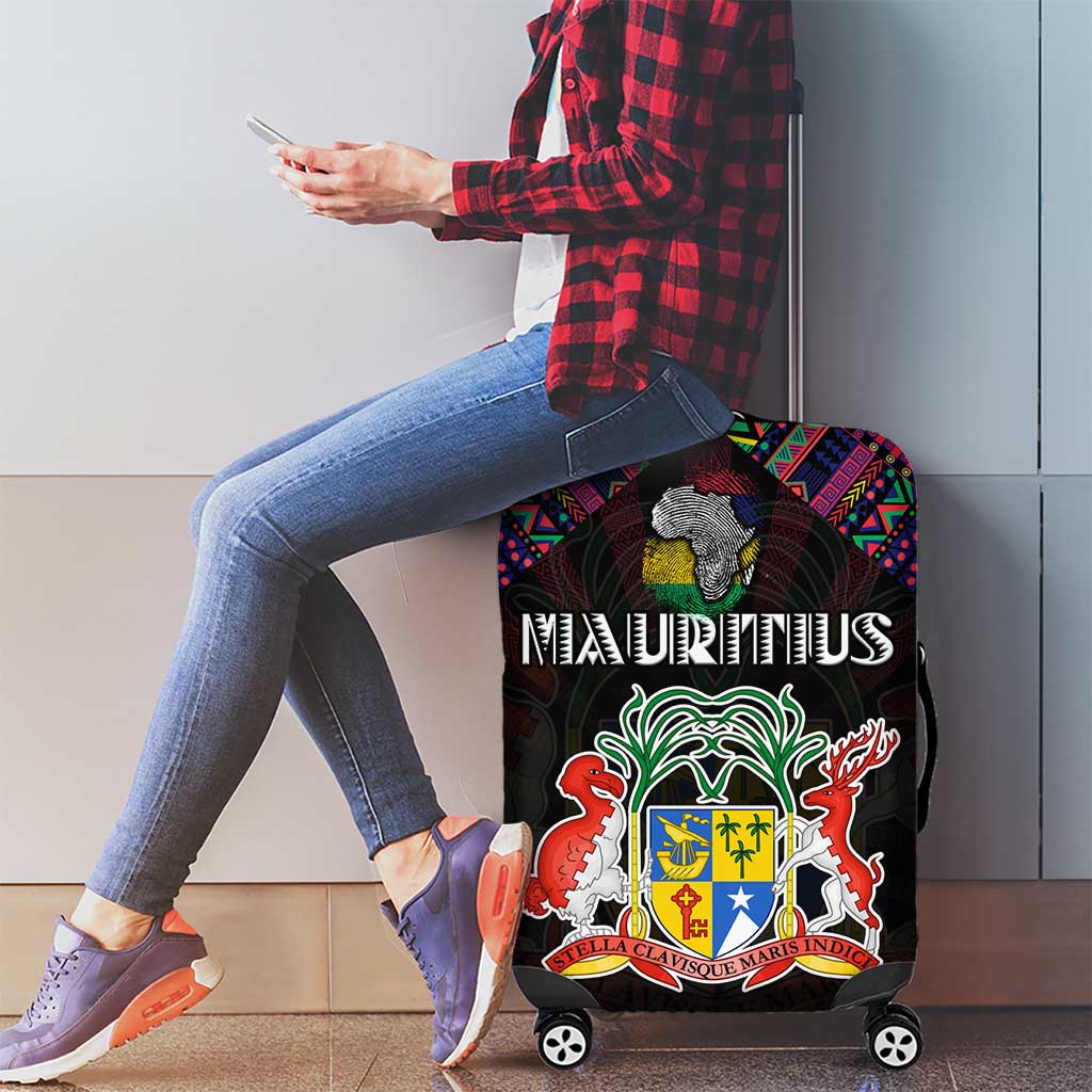 Mauritius Roots Luggage Cover African Map in Fingerprint and Tribal Colors DT02