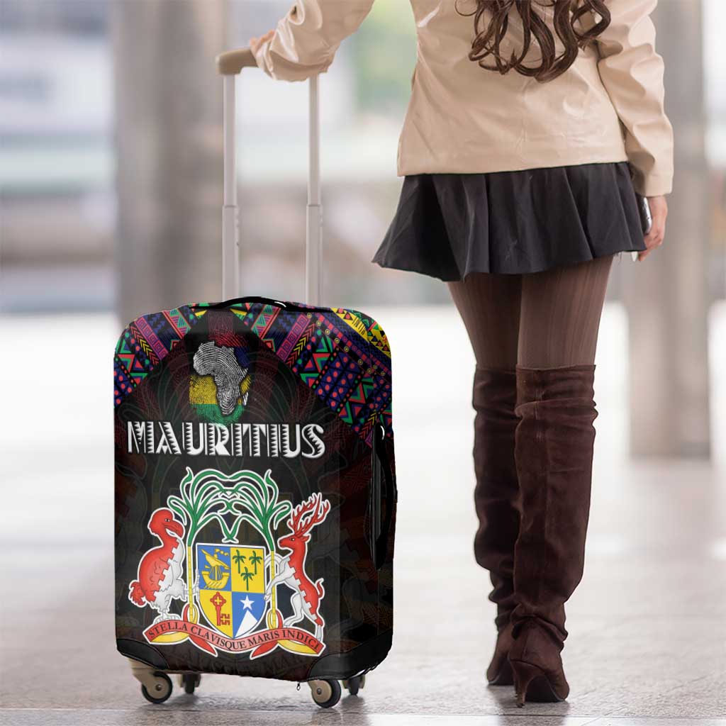 Mauritius Roots Luggage Cover African Map in Fingerprint and Tribal Colors DT02