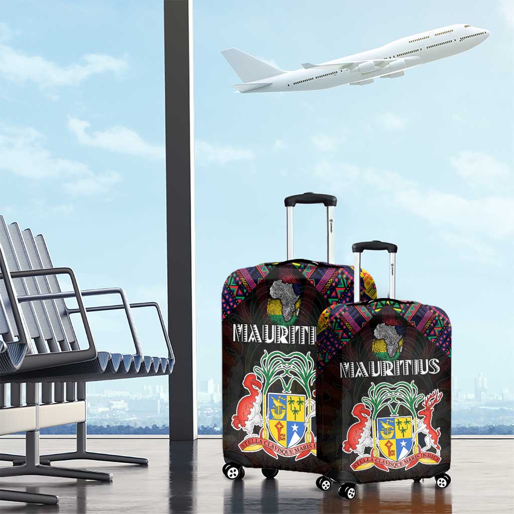 Mauritius Roots Luggage Cover African Map in Fingerprint and Tribal Colors DT02