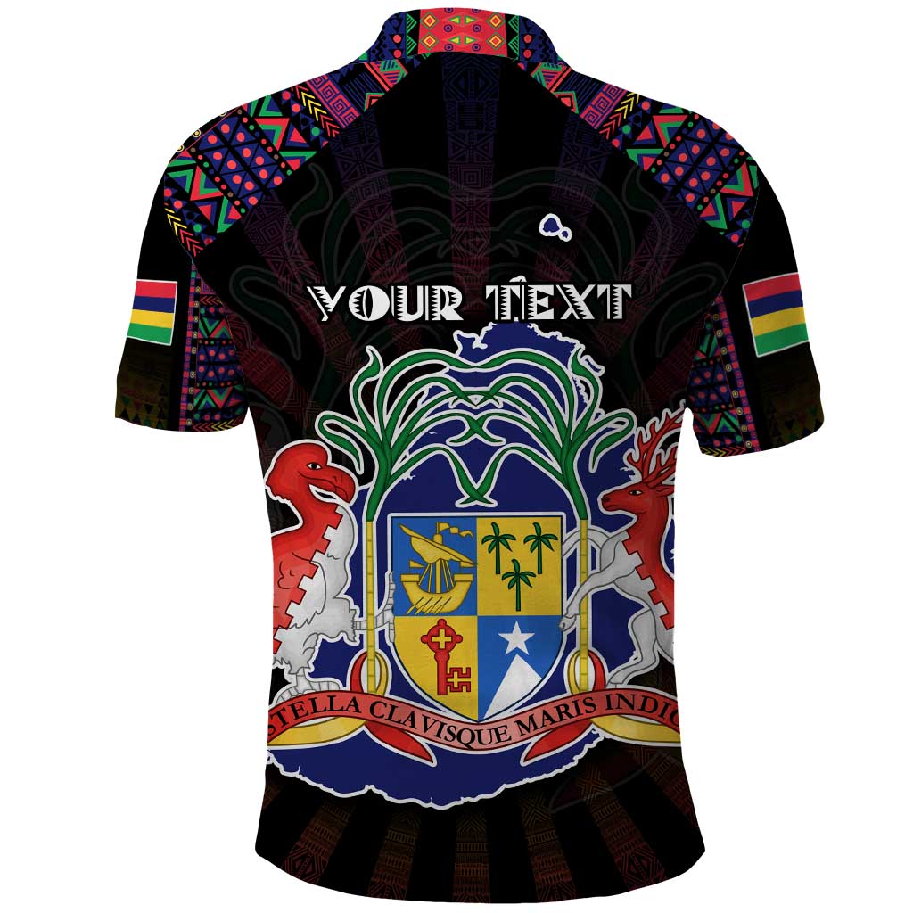 Personalized Mauritius Roots Polo Shirt African Map in Fingerprint and Tribal Colors DT02