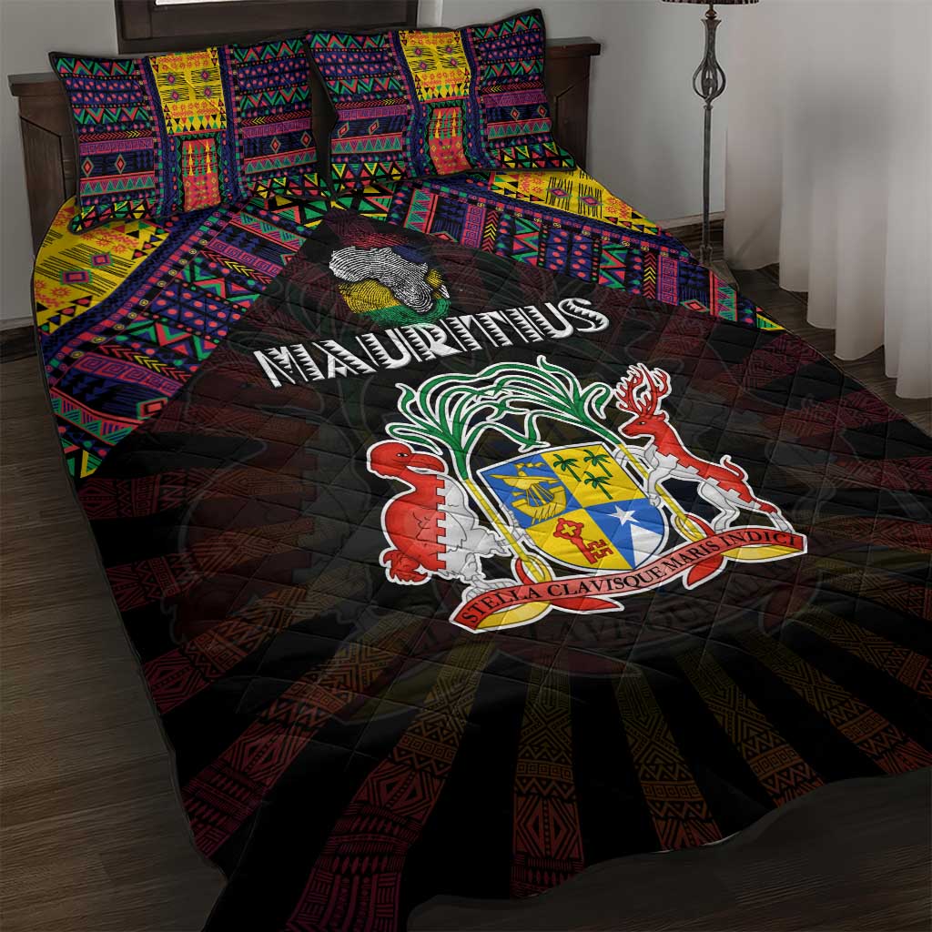 Mauritius Roots Quilt Bed Set African Pride in Fingerprint and Tribal Colors DT02