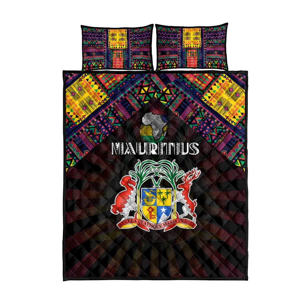 Mauritius Roots Quilt Bed Set African Pride in Fingerprint and Tribal Colors DT02