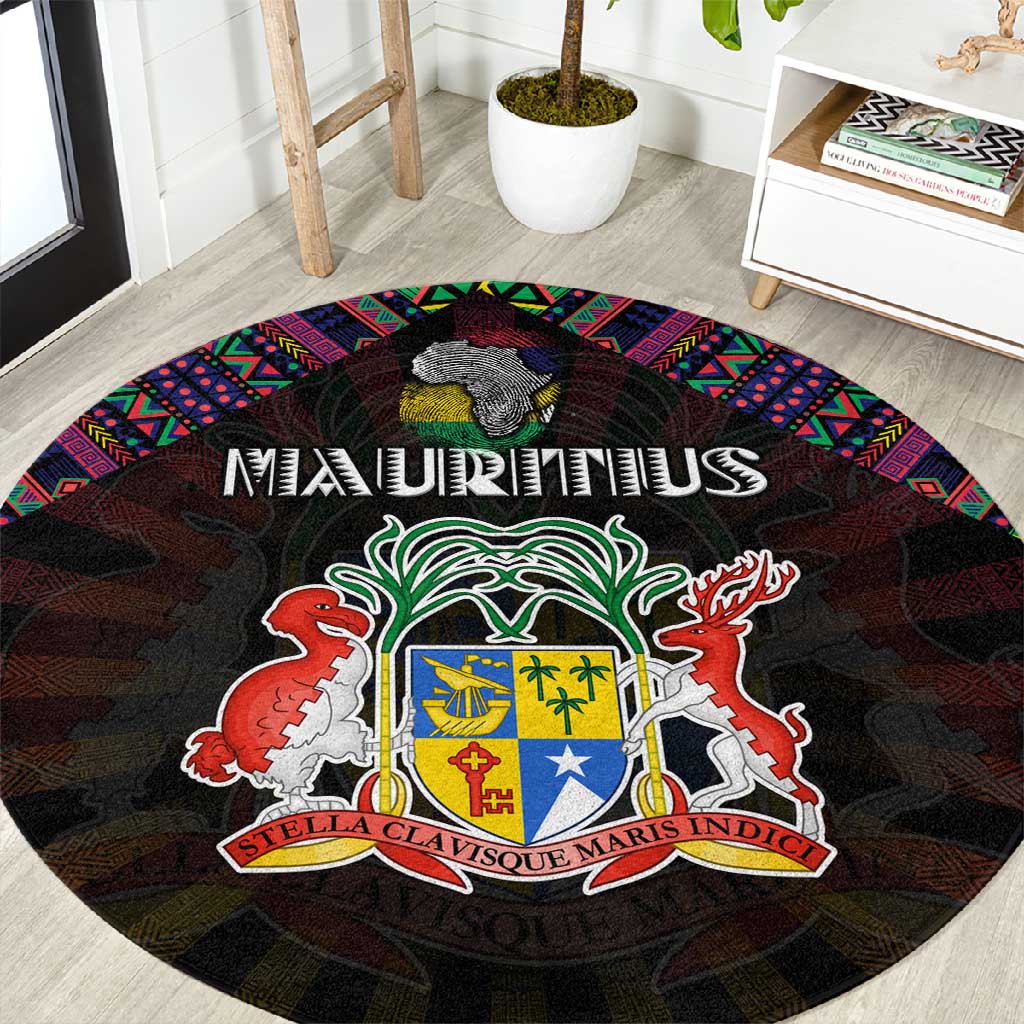 Mauritius Roots Round Carpet African Pride in Fingerprint and Tribal Colors DT02