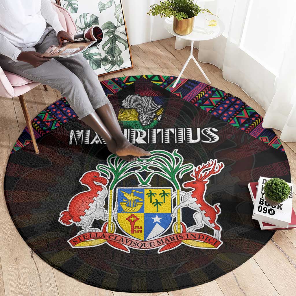 Mauritius Roots Round Carpet African Pride in Fingerprint and Tribal Colors DT02